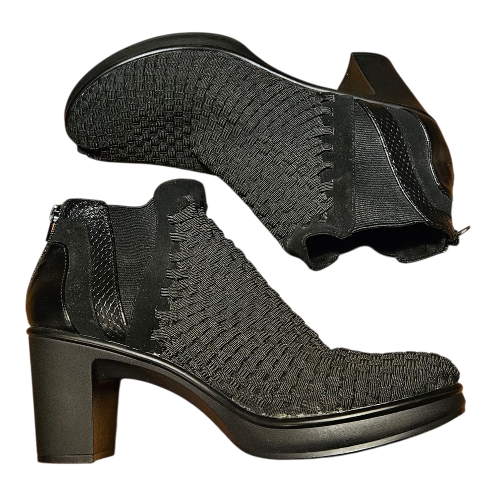 Steven Elegant Black Woven Ankle Booties Size 11